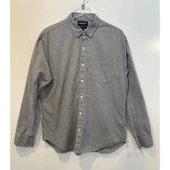 Bonobos Mens Brushed Button Down Slim Fit Casual Shirt Grey Size XL - Picture 2 of 5